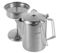 QINGLANG Percolator Coffee Pot 9 Cup Stainless Steel Camping Coffee Maker with Clear Top Glass Knob Coffee Percolator for Outdoor Stovetop Group Camping Hiking Backpacking Travel