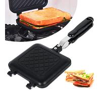 QINGLANG Toastie Maker Double Side Bread Frying Pan Non Stick Stovetop Sandwich Maker Toast Machine with Heat-Resistant Handles Multiple Purposes Sandwich Press Camping Toaster for Gas Stove