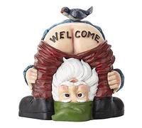 QINGLANG Welcome Gnomes Garden Gnome Statue Funny Resin Gnome Figurine Dwarf Sculpture Garden Decorations Statue for Indoor Outdoor Lawn Yard Balcony Porch Patio
