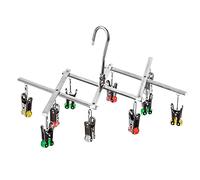 Qinglele Drying Hanger, Stainless Steel Drying Rack, Drip Hanger With 10 Pegs for drying Underwear Socks and small items, The clips release quickly, Foldable