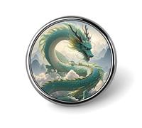 Qinglong Round Badge for Men Women, Durable & Stylish Lapel Pins, Lightweight Metal Badges for Shirts, Jackets, Hats