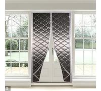 QINGLV Magnetic Thermal Insulated Door Curtain 175x200cm Heavy Duty Dustproof Front Door Curtain Thermal Hands-Free for Sliding Doors Living Room Patio Door. -Mid_open_black.