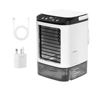 QINGLV Mini Portable Air Conditioner Unit 900ML 3-Speed Mini Air Cooler for Bedroom with 7-Color Ambient Lighting, 3M Ultra-Long Blowing & Whisper Quiet Operation（White）