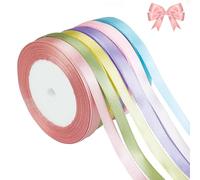 qingmeng 132m Rainbow Satin Ribbon, 10mm Fabric Thin Multicolor Ribbon for Crafting Gift Wrapping Balloons Bows Wedding Decorations Florist Flower Bouquets