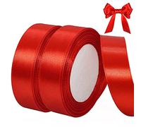 qingmeng 44m Red Ribbon, 20mm Thin Red Satin Ribbons for Gift Wrapping Balloon Christmas Tree Decorations Hair Craft Sewing Party Wedding Xmas Ribbons