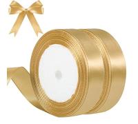 qingmeng 50 Yards Gold Ribbon 20mm, Gold Ribbon Fabric for Gift Wrapping Christmas Tree Cake Presents Decorations Hair Balloons Craft Sewing Party Wedding Xmas Ribbons