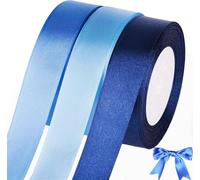 qingmeng 66 m Satin Ribbon Blue, 20 mm Gift Ribbon Blue Wide, Blue Gift Ribbon Wedding Fabric Gift Ribbons for Christening Birthday Decoration Gift Wrapping