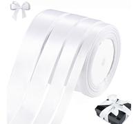 qingmeng 88 Meter White Ribbon, 6/10/15/20mm Wide Satin White Ribbons for Gift Wrapping Crafting, Wedding Wide Florist Fabric Ribbon for Decorations Wedding Car