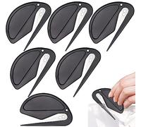 qingmeng Letter Opener, Pack of 6 Letter Opener, Foil Knife Foil Cutter with Metal Blade, Plastic Slitter Efficient Mail Opener Tool for Packaging Post and Paper Cutting Black