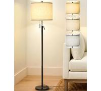 Qingmiao Floor Lamp, Modern Tall Standing Lamp, Adjustable Height 140-168 cm, with Lampshade, E27 Socket, 3 Color Temperatures, Floor Lamps for Living Room, Bedroom,Office,Black (9W Bulb Included)