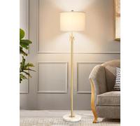 Qingmiao Floor Lamp, Modern Tall Standing Lamp, Adjustable Height 140-168 cm, with Lampshade, E27 Socket, 3 Color Temperatures, Floor Lamps for Living Room, Bedroom,Office,Gold (9W Bulb Included)
