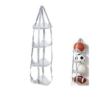 QINGMUG Over The Door Ball Storage Bag 4-Tier Mesh Hanging Helmet Organizer Vertical Expandable Rack for Football Basketball Volleyball Stuffed Plush Toy No Drilling Home Use (2)