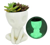 Qingo Alien Succulent Pots Glow in The Dark Plant Pot Resin Cute Tree Elves Planters for Indoor Cactus Bonsai Flower Luminous Planters Office Desk Decorative/Home Decoration