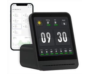 Qingping Air Quality Monitor Gen 2, Air Quality Monitor Indoor Detects PM2.5, CO2, PM10, Noise, Temperature and Humidity, New Upgraded Alarm Clock Function, Air Quality Tester for Bedroom, Smart Home