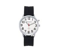 QINGQIAN Big English Voice Talking Watch for Blind, Visually impaired or Elderly,Silver case,Black Silicone Band