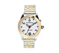 QINGQIAN English Voice Talking Watch for Blind,Visually impaired or Elderly,Gold and Silver Shell, Gold and Silver Stainless Steel Strap,Men's Clothing Size