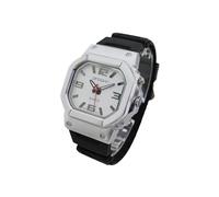 QINGQIAN English Voice Talking Watch for Blind,Visually impaired or Elderly,Square Silver Alloy case Black Rubber Strap