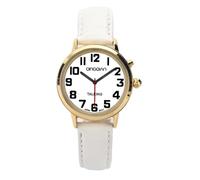 QINGQIAN Talking Watch Suitable for The Elderly and Visually impaired for Female Style, White belt, Modern