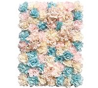 Qingriver 1Pcs 16''X 24'' Vintage 3D Artificial Silk Flowers Hydrangea Roses Wedding Background Backdrop Panels Wall Decor (Pink&Blue)