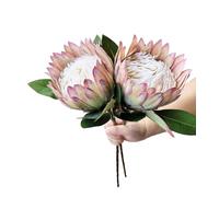 Qingriver 2 Pcs 21.65 Inch Big Artificial The King Protea Flowers Protea Cynaroides Artificial Flowers for Home Garden Wedding Party Office Decor (Spring Green)