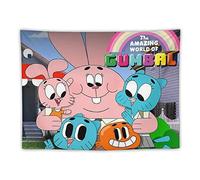 QINGRONG The Amazing World of Gumball TV Series Print Anime Wall Tapestry Room Aesthetic Polyester Painting Bedroom Tapestries Living Room Walls Decorative 30"x40"