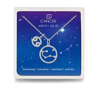 Qings Cancer Zodiac Necklace for Women CZ Horoscope Astrology Dainty Pendant