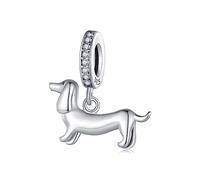Qings Dog Charms Series Sterling Silver 925 Puppy Beads Pendant Dog Animals Charm for Bracelets European Necklaces Bracelets Jewelry Pendants Gift for Women Girls, Silver
