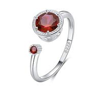 Qings Garnet Ring Adjustable January Birthstone Ring Girls Dainty Open Promise for Women