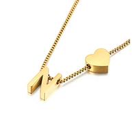 Qings Gold Initial Pendant Necklace,Personalized Letter A-Z Exquisite Pendant Minimalist Female Jewelry N Letter Necklace