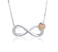 Qings Infinity Birthstone November Necklace for Women Girls Heart Topaz Cubic Zirconia Pendant Necklaces 925 Sterling Silver Birthday Valentine's Day Mother's Day Christmas Jewellery Gifts for Mom