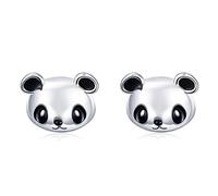 Qings Panda Ear Stud 925 Sterling Silver, Girl's Panda Earrings, Cute Panda Animal Studs