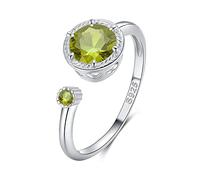 Qings Peridot Rings for Women Sterling Silver August Birthstone Open Ring