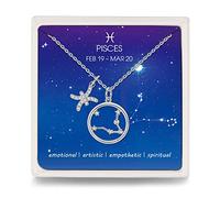 Qings Pisces Necklace Star Sign Pendant Zodiac Horoscope Collarbone Necklaces Valentine’s Day Gifts for Women