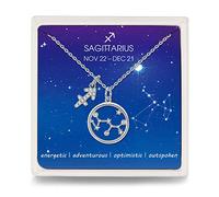 Qings Sagittarius Birthstone Necklace Zodiac Horoscope Sign Sterling Silver Pendant Wedding Bridal Jewellery