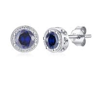 Qings Sapphire Earrings Stud for Women Sterling Silver Dainty September Birthstone Stud Earrings