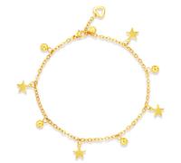 Qings Star Dangle Anklets for Women Summer Beach Holiday Barefoot Stainless Steel Stars Link Anklet Gold Adjustable Foot Chain for Girls Daughter