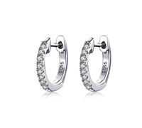 Qings Tiny Round Huggie Hoop Earrings 925 Sterling Silver Inlaid Delicate Cubic Zirconia Cuff Stud Earrings Hypoallergenic Earrings for Women and Girls Birthday Gift