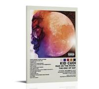QINGSDEC Posters Applicable to Kid Cudi Man on The Moon Canvas Oil Painting Decorative Painting Art Poster Hanging Painting Home Living Room Bedroom Dining Wall 08x12inch(20x30cm) Frame-style