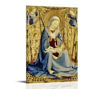 QINGSDEC Posters Applicable to Madonna And Child Canvas Oil Painting Decorative Painting Art Poster Hanging Painting Home Living Room Bedroom Dining Wall 12x18inch(30x45cm) Frame-style