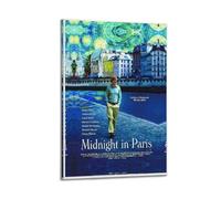 QINGSDEC Posters Applicable to Midnight Paris Canvas Oil Painting Decorative Painting Art Poster Hanging Painting Home Living Room Bedroom Dining Wall 08x12inch(20x30cm) Frame-style