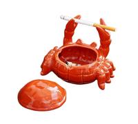 Qingsi Cute Crab Ashtray with Lid Anti-fly Ashes Ceramic Cigar Ashtray Ornaments Living Room Home Decoration Art Gift