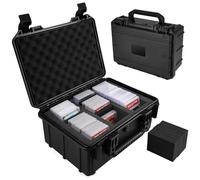 QINGUANG Graded Card Storage Box 3 Rows,Trading Card Case with 6 Foam Dividers, Waterproof PSA Slab Case for PSA/CSG/CGC/SGC/BGS Top Loaders Sports Cards