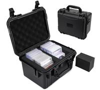 QINGUANG Graded Card Storage Box,Trading Card Case with 4 Foam Dividers,IP67 Waterproof PSA Slab Case for PSA/CSG/CGC/SGC/BGS Top Loaders Sports Cards