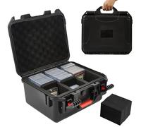 QINGUANG Graded Card Storage Box,Trading Card Case with 6 Foam Dividers,IP67 Waterproof PSA Slab Case for PSA/CSG/CGC/SGC/BGS Top Loaders Sports Cards (14.06"x11.81"x6.89")
