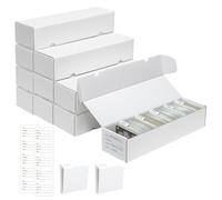 QINGUANG Trading Card Storage Box | 10 Pack • 1100 Count MTG Card Storage Box | with Dividers | White Corrugated Cardboard Sport Card Organizer for Baseball Card/TCG/Magic Collection