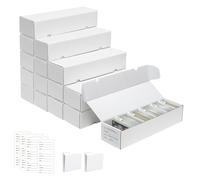 QINGUANG Trading Card Storage Box | 15 Pack • 1100 Count MTG Card Storage Box | with Dividers | White Corrugated Cardboard Sport Card Organizer for Basketball Card/TCG/Magic Collection