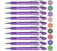 Qingxily Up to 300 Pcs Personalised Pens Bulk Custom Metal Pen with Name Free Engraved Customised Ballpoint Pens Set with Stylus for Women Men Business Office Graduation Christmas Gifts-12 Pieces