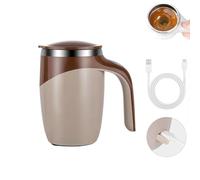 QingxingFa Automatic Stirring Coffee Mug - Stainless Steel Electric Mixing Mug, Suitable for Coffee, Milk, Cocoa and More (Brown)