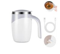QingxingFa Automatic Stirring Coffee Mug - Stainless Steel Electric Mixing Mug, Suitable for Coffee, Milk, Cocoa and More (White)