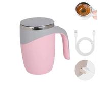 QingxingFa Automatic Stirring Mug, Stainless Steel Electric Mixing Mug, Suitable for Coffee, Milk, Cocoa and Other (Pink)